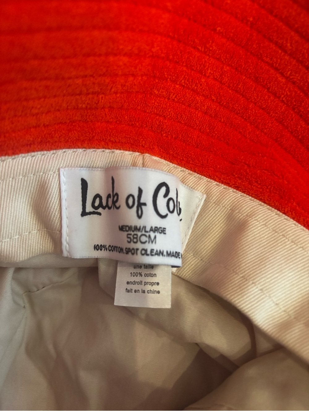 Lack Of Color Bright Red/Orange  Bucket Hat With Pocket - Picture 2 of 4